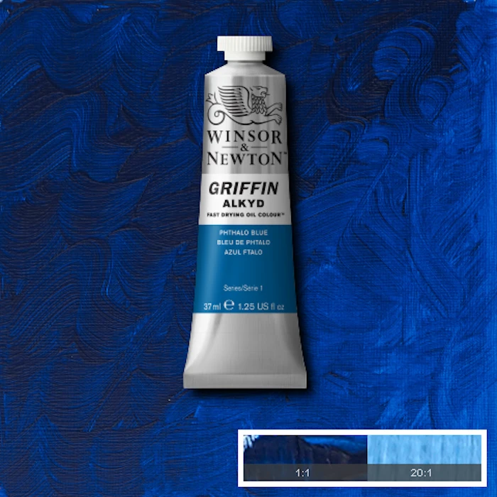 Huile Alkyd Griffin bleu phtalo 37ml W&N
