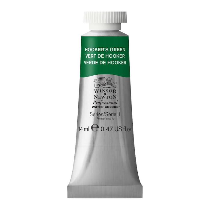 Aquarelle en tube vert hooker 14ml W&N série 1