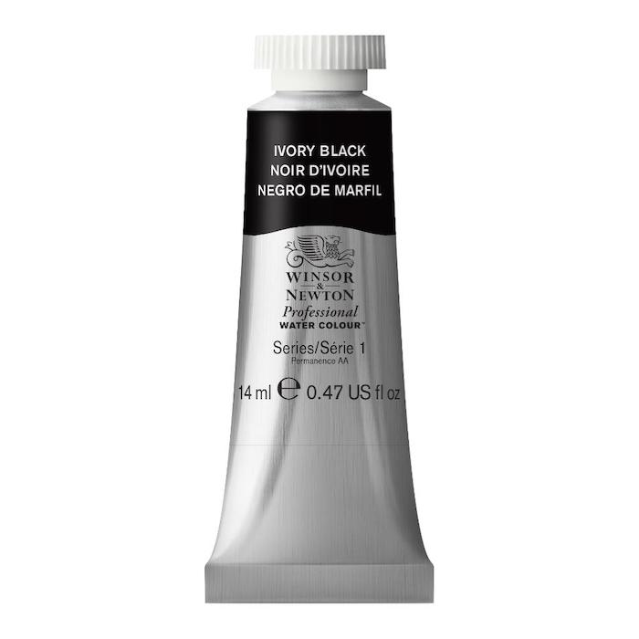 Aquarelle en tube noir d'ivoire 14ml W&N série 1
