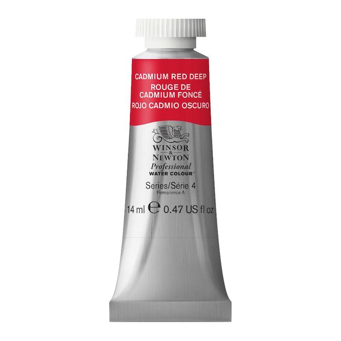 Aquarelle en tube rouge cadmium foncé 14ml W&N série 4